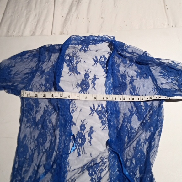 NWT Sz XL Long Blue Transparent Lace Long Sleeve Lingerie - Picture 4 of 7